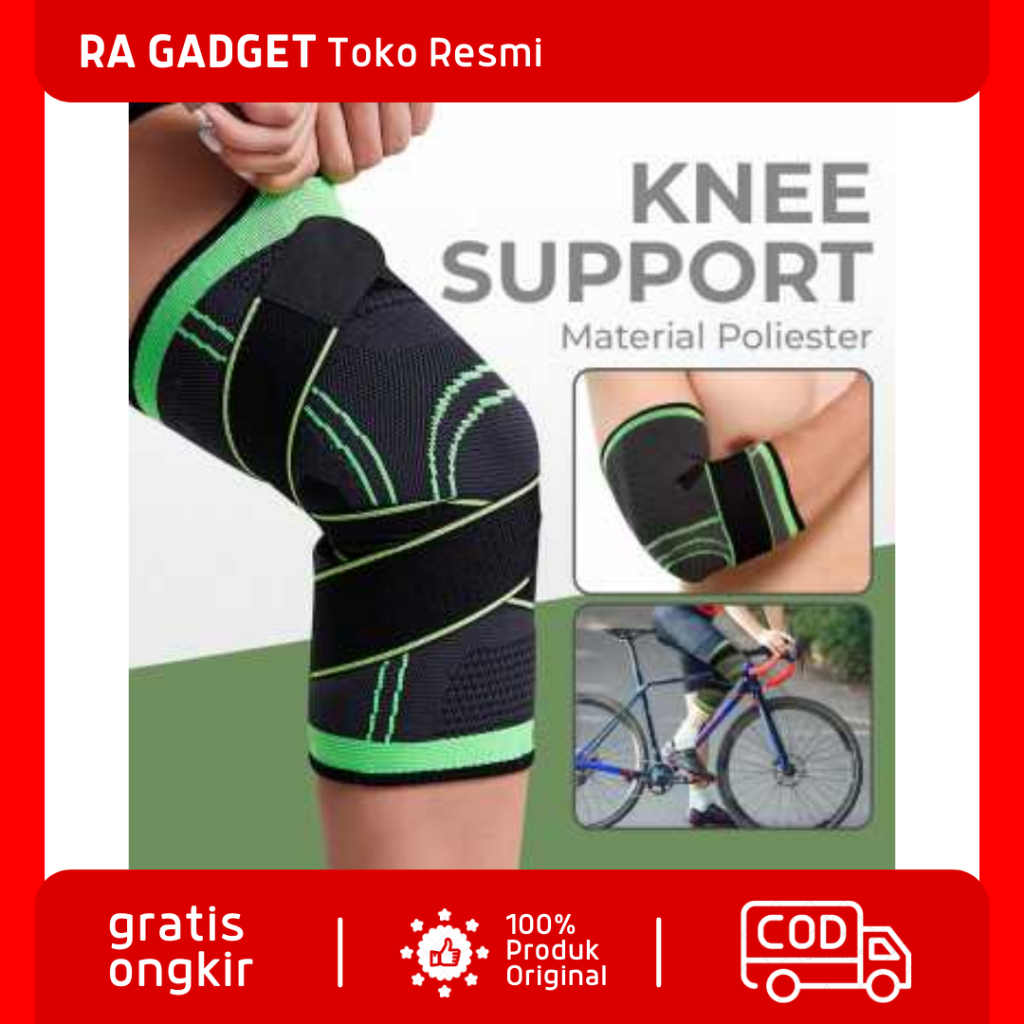 Pelindung Lutut Knee Support Compression Sport Fitness Size M / Deker Penutup Lilit Lutut Cegah Cide