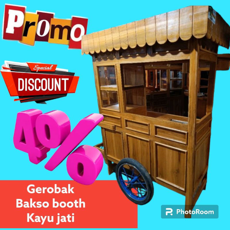 gerobak mie ayam kayu jati free ongkir