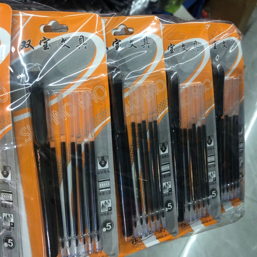 

pulpen gel set 6pcs isi ulang / tinta pena cair 0.5MM