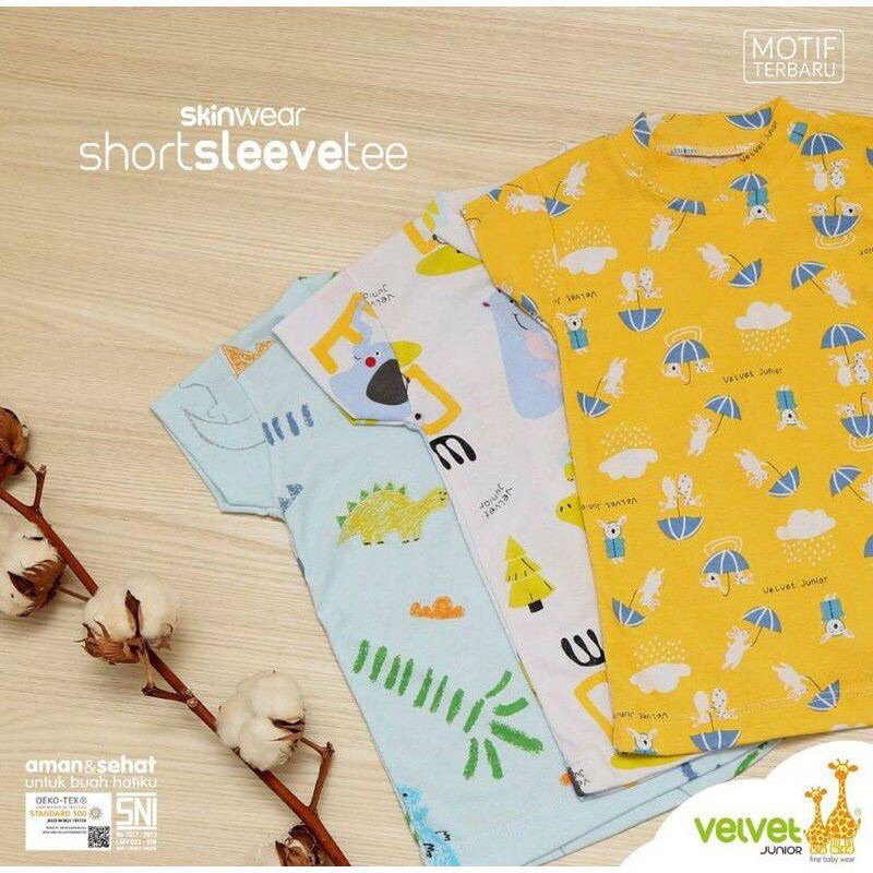 Kaos Oblong Velvet Junior Bayi Tshirt Sehari hari Baju Tangan Pendek Warna Acak Termurah