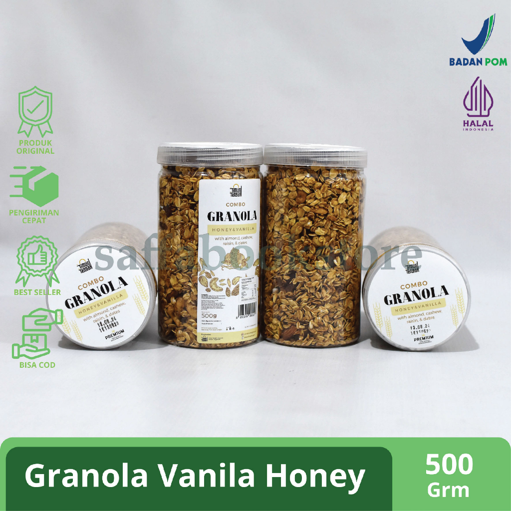 

Granola Timur Tengah Combo Honey Vanilla Premium 500 Gram Garnola Sereal Makanan Sehat High Quality 500g Cemilan Diet Sarapan Oat Gandum Utuh Kismis Kurma Almond Mede Mete Rasa Madu Vanila 500gram Outmeal 500 Gr Oatmeal Oats Granova Murah Tanpa Gula