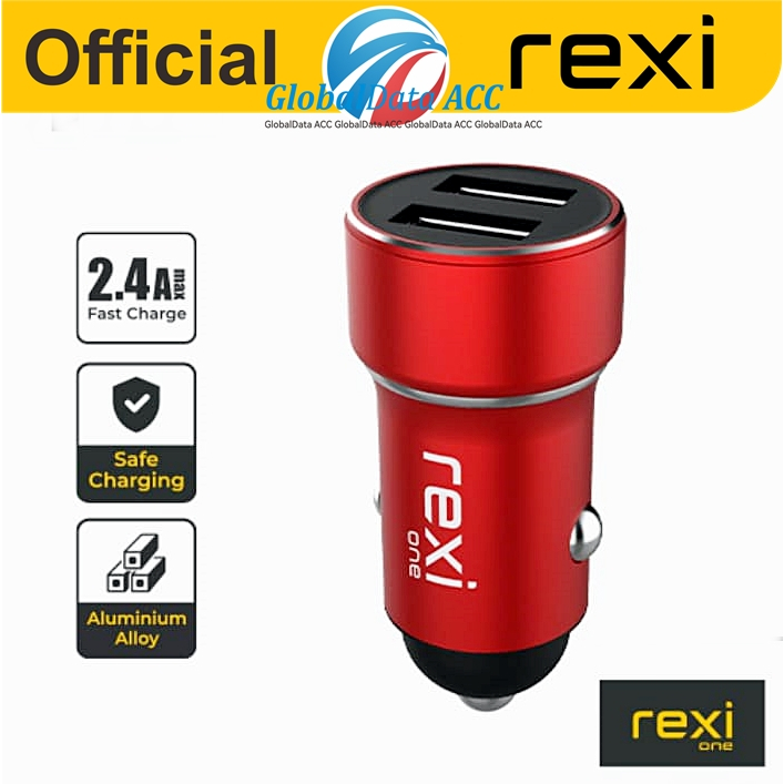 REXI GJ34M GJ34-M Car Charger Saver Cas Mobil 3.4A Metal Max Dual Output with Micro Cable