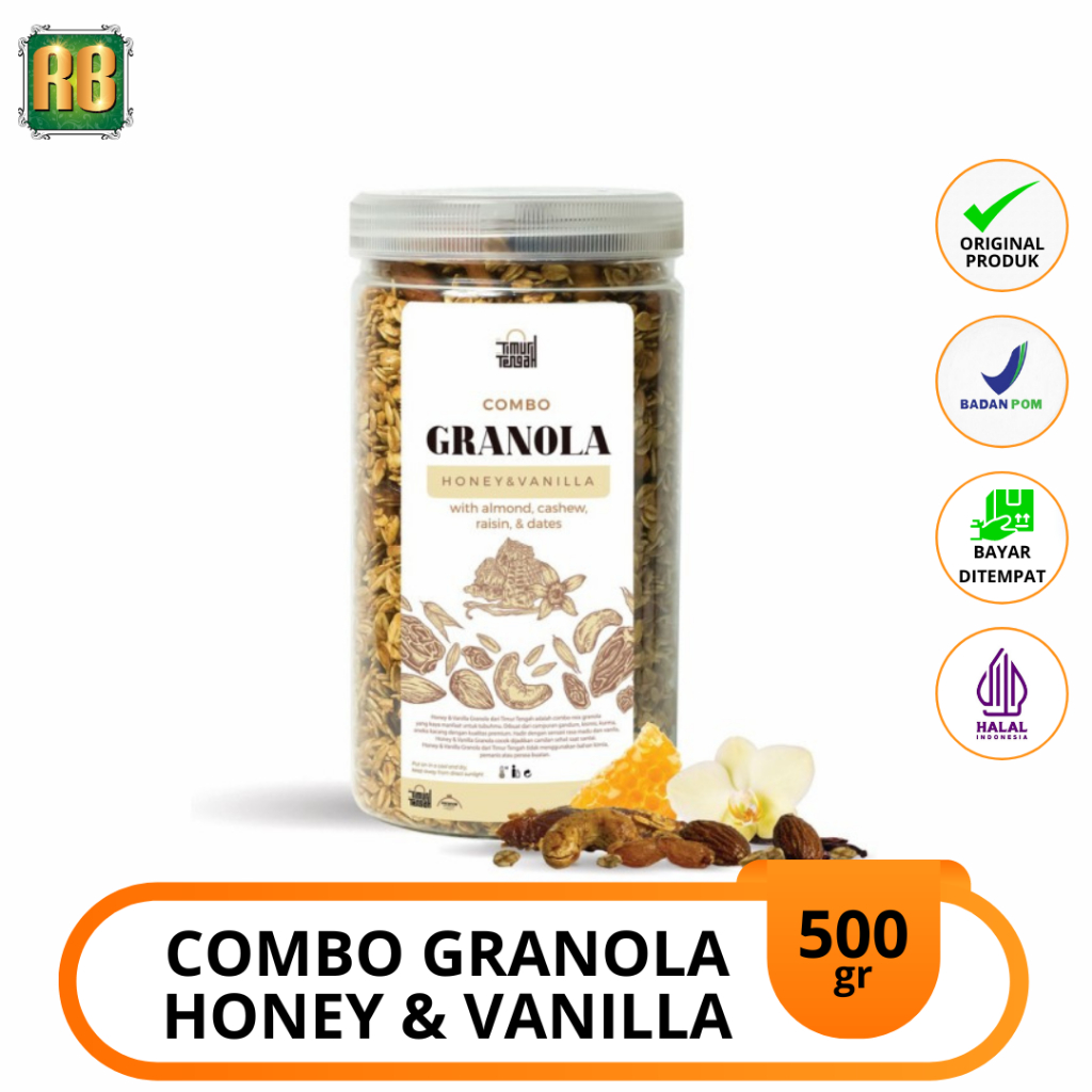 

Timur Tengah Granola Honey & Vanilla Honey Sereal Makanan Sehat (500 Gram)BPOM & HALAL Makanan Viral