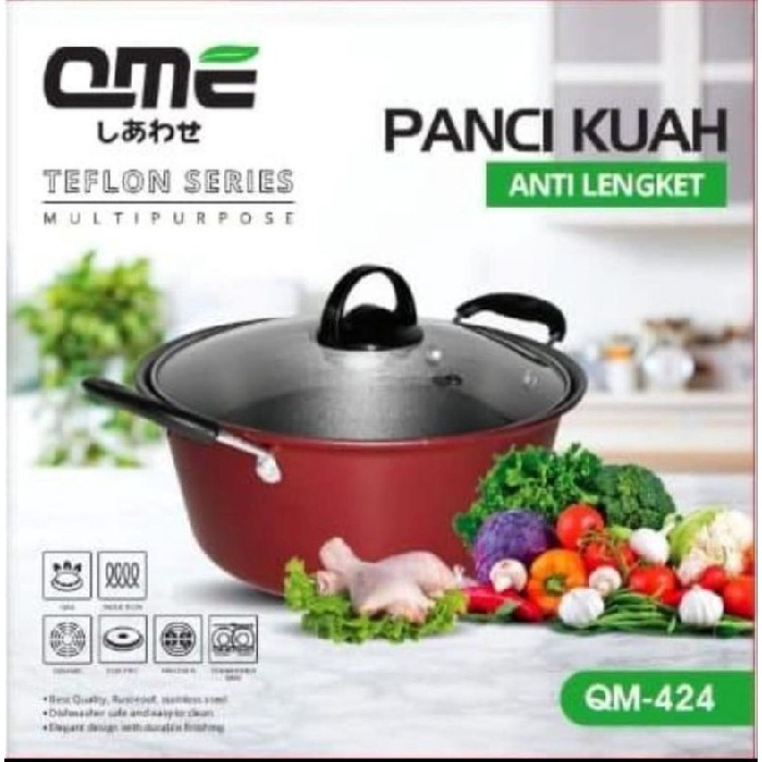 Panci Kuah Tutup Kaca Serbaguna - Panci Sup / Sop / Soup - QME