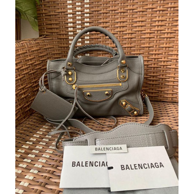 New Balenciaga mini city grey GHW Complete set