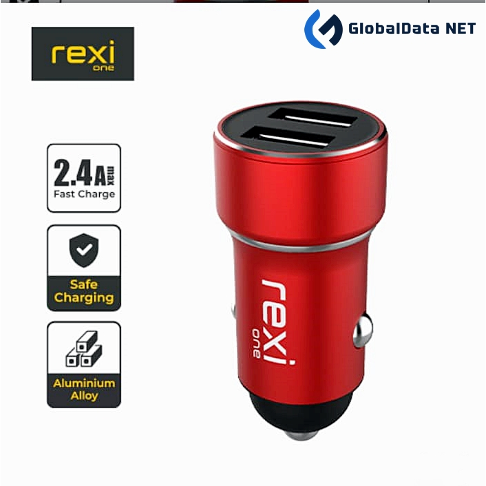 REXI GJ34M GJ34-M Car Charger Saver Cas Mobil 3.4A Metal Max Dual Output with Micro Cable