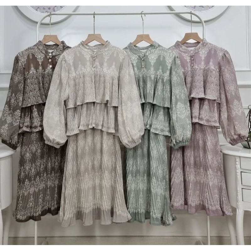 Tunic Etnic Ceruty Plisket Premium / Midi Ceruty Plisket by radya hijab