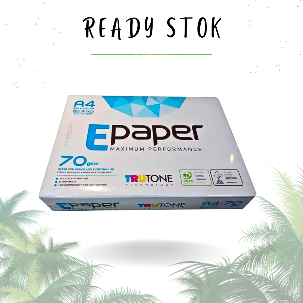 

KERTAS/KERTAS PRINT/PAPER HVS EPAPER A4 70GSM