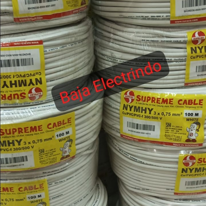 Kabel Serabut isi 3 NYMHY 3X0,75mm SUPREME @50meter NYMHY 3X0,75 3x0.75 mm SUPREME @50meter