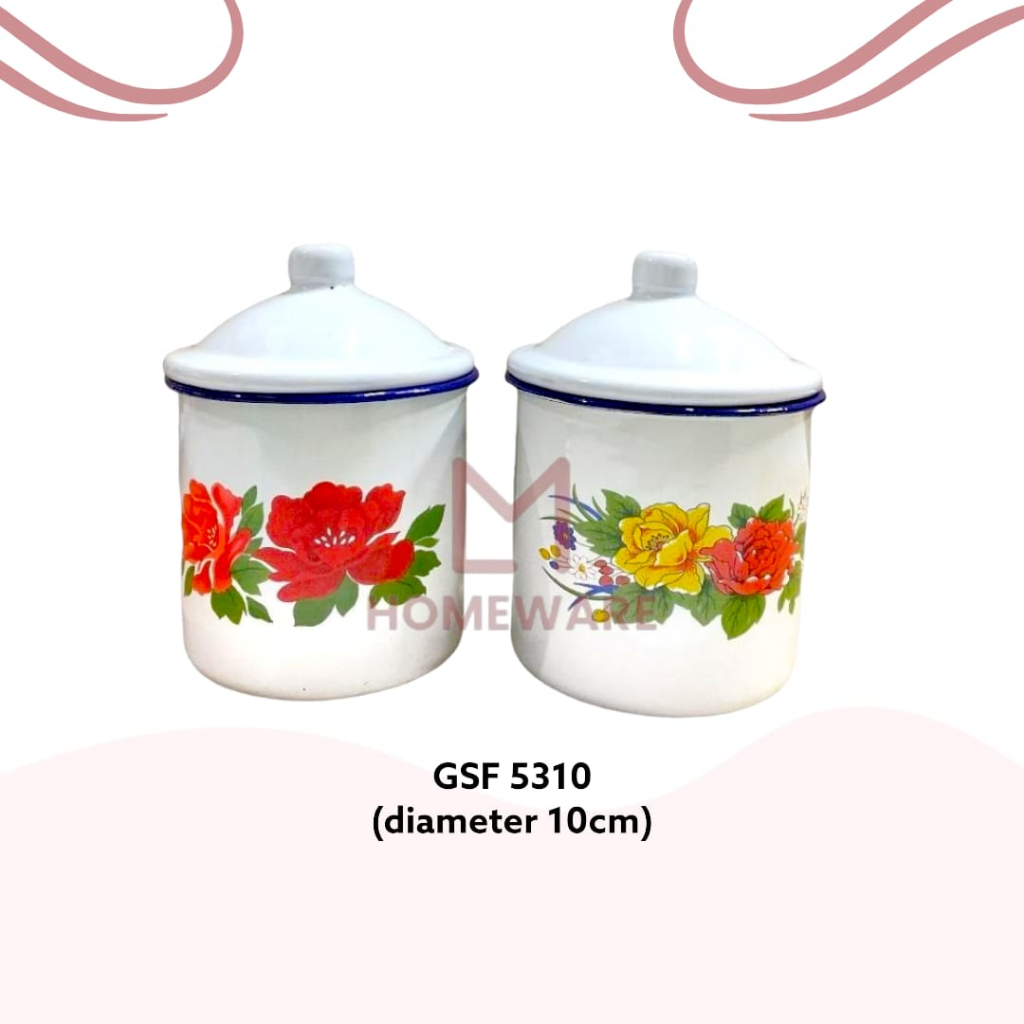 Mug Cangkir Tutup Enamel Motif bunga/ Loreng | Mug Jadul Enamel Ayam Bunga Loreng