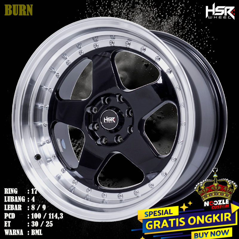 Velg Mobil Celong Ring 17 Lubang 4 Pelek Racing HSR Type Burn Pelek Belang R17