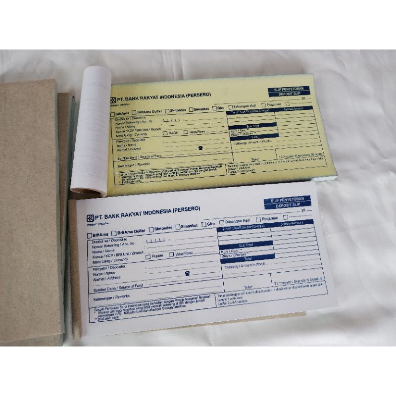 

SLIP PENYETORAN BRI - KWITANSI SETORAN BRI (minimal pemesanan 5 pcs)