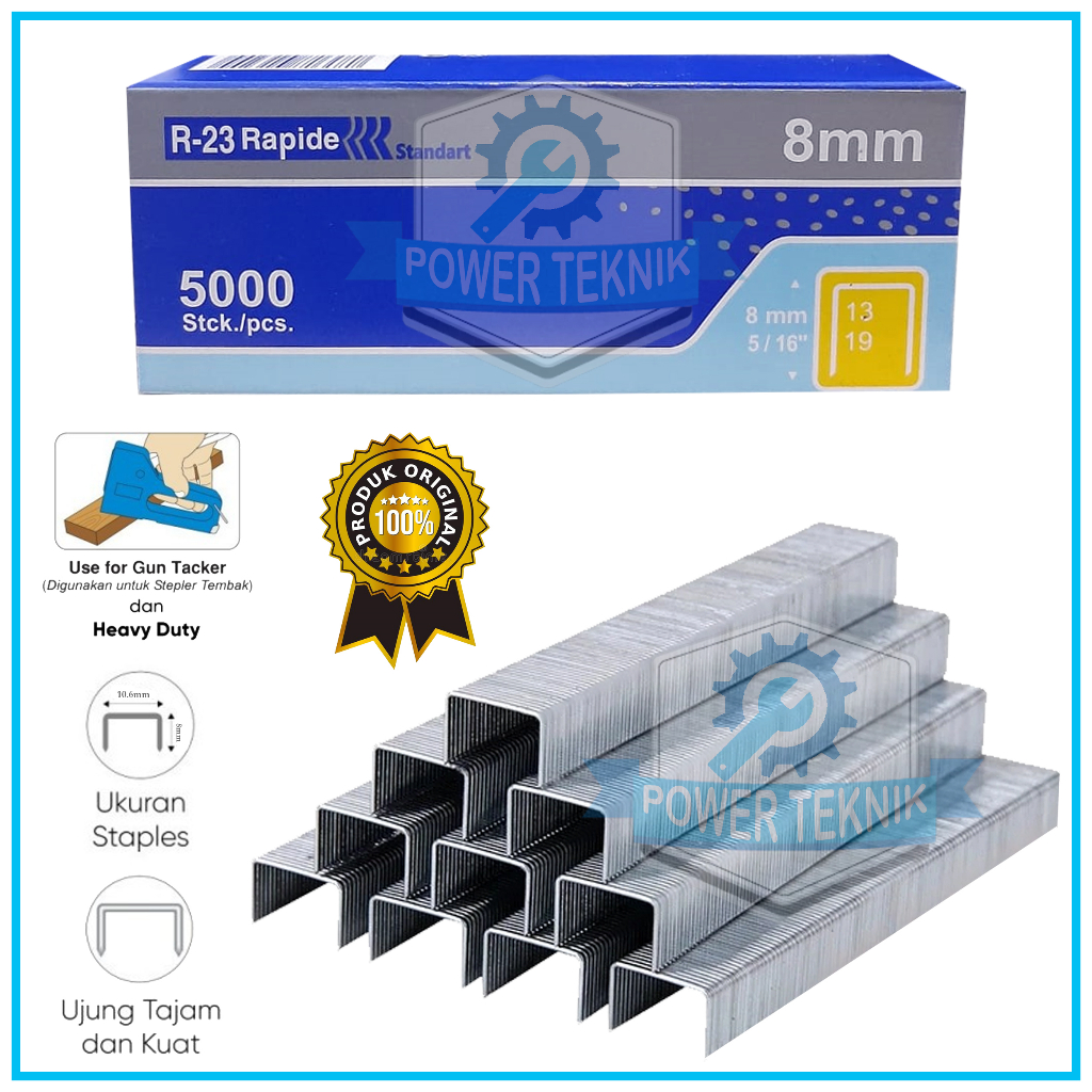 

Isi Staples Manual Tipe U / Staples Tembak Guntacker RAPIDE R23 13/8mm Isi Staple Gun 8mm Rapid ORIGINAL