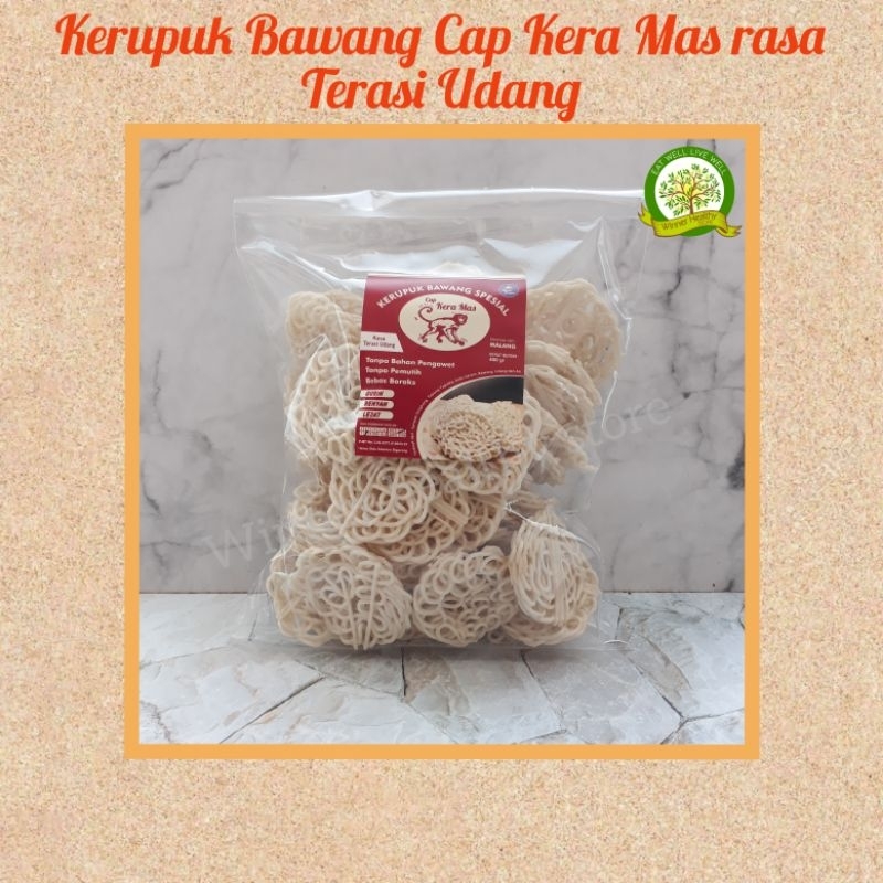 

Kerupuk Bawang Spesial Cap Kera Mas isi 400gr