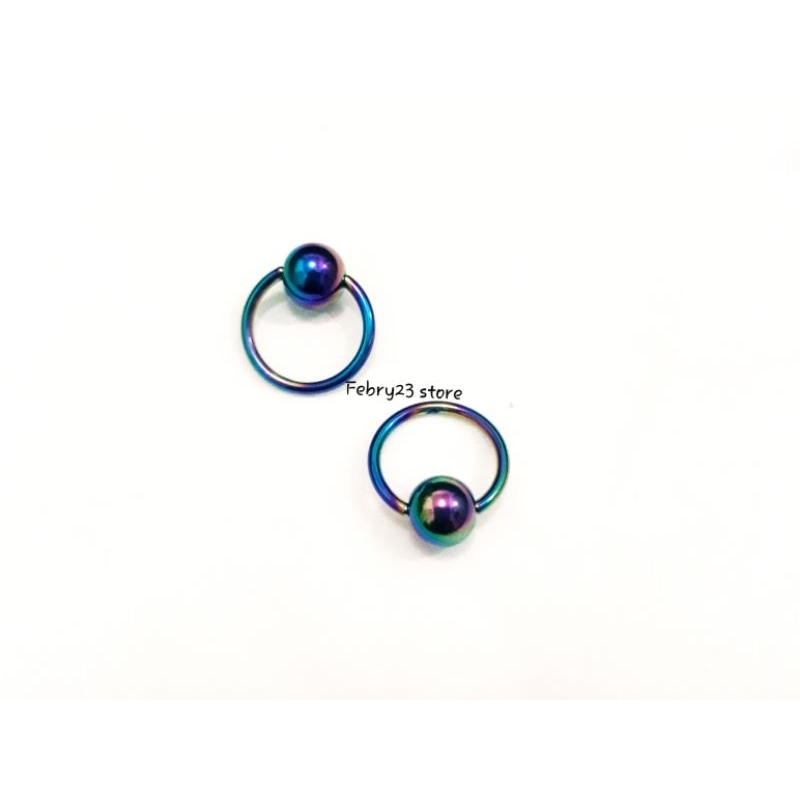 Ball 5mm Anting Piercing Bulat Bandulan Mini Tusuk Tindik Barbel Pelangi Titanium Pria & Wanita