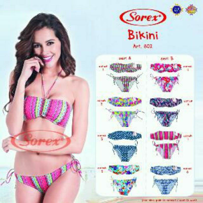 Sorex Bikini Set Tali Leher Ada Cup Busa Free Size Setara Bra 34-38 art.802