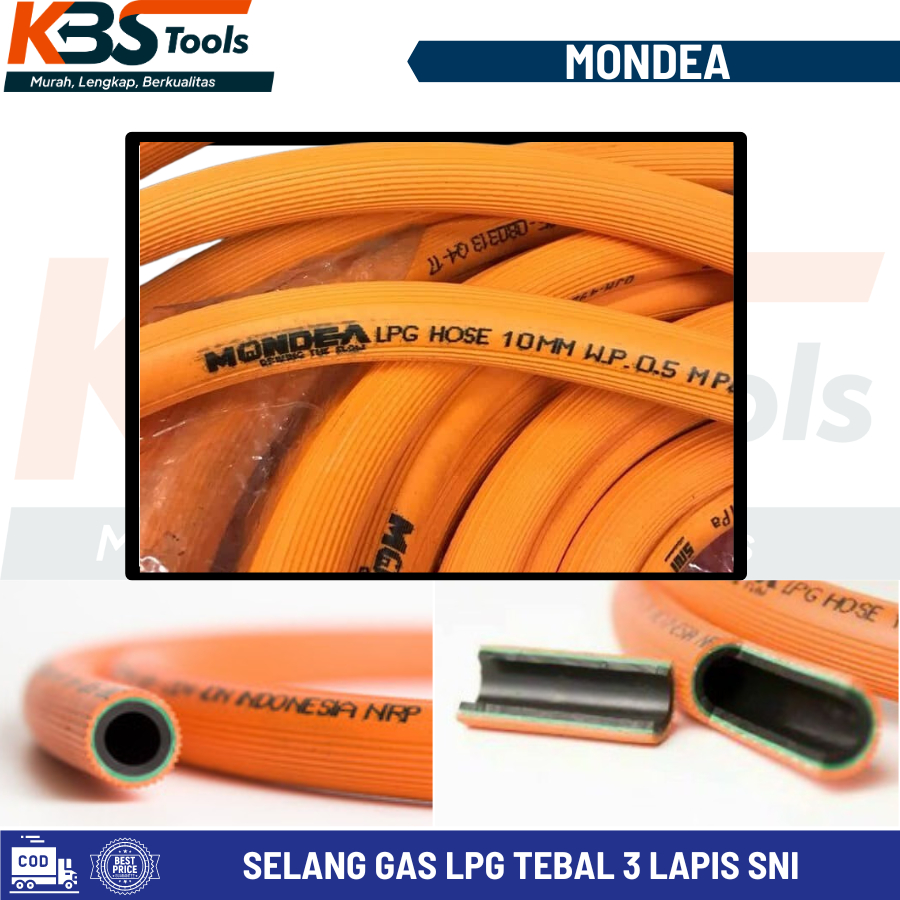 Selang Gas Tebal Premium Mondea LPG Orange 3 Lapis SNI