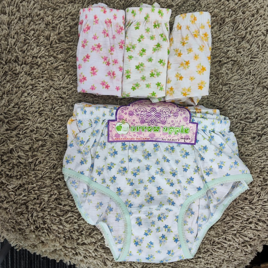 [1 pak = 3 pcs] 100% CD Apel Asli [Bunga Ekonomis ] / Arrow Apple - Celana Dalam Wanita / Celana dal