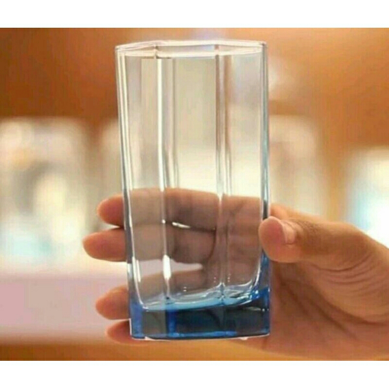 GELAS KACA BIRU SEGI 8 TINGGI