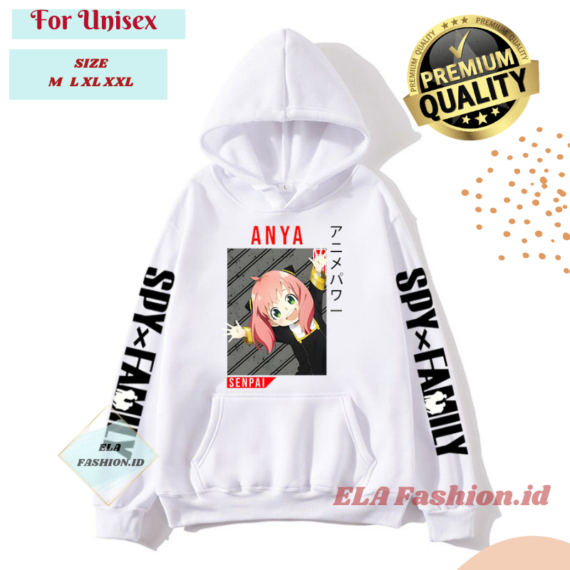 Sweatshirt Hoodie Anya Forger Anime Spy X Family Keluarga Hodie Kasual Lengan Panjang Wibu