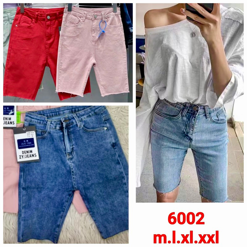 CELANA PENDEK JEANS WANITA DENIM BIKER PANTS IMPORT