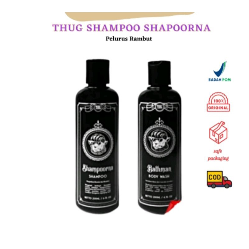 Paket 2 Shampoorna Shampoo Thug Pelurus Rambut+Body Wash Anti Kulit Kusam