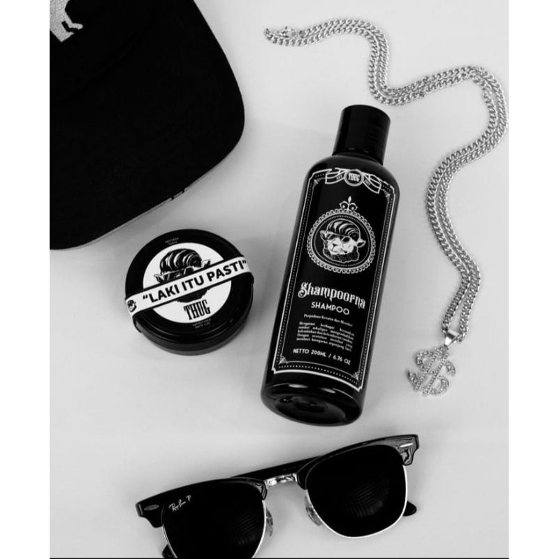 Paket 2 Shampoo Shampoorna Thug Pelurus Rambut Permanen+ThugClay Anti Rontok Ketombe