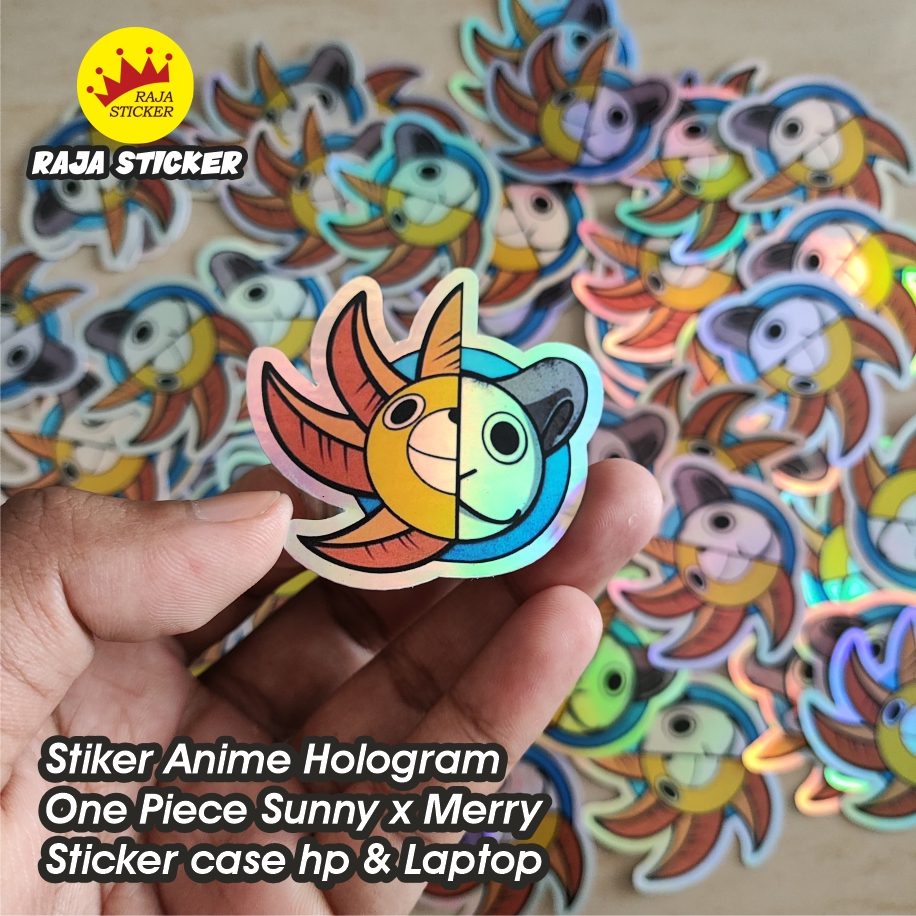 

Stiker Anime Hologram One Piece Sunny x Merry Sticker case hp & Laptop