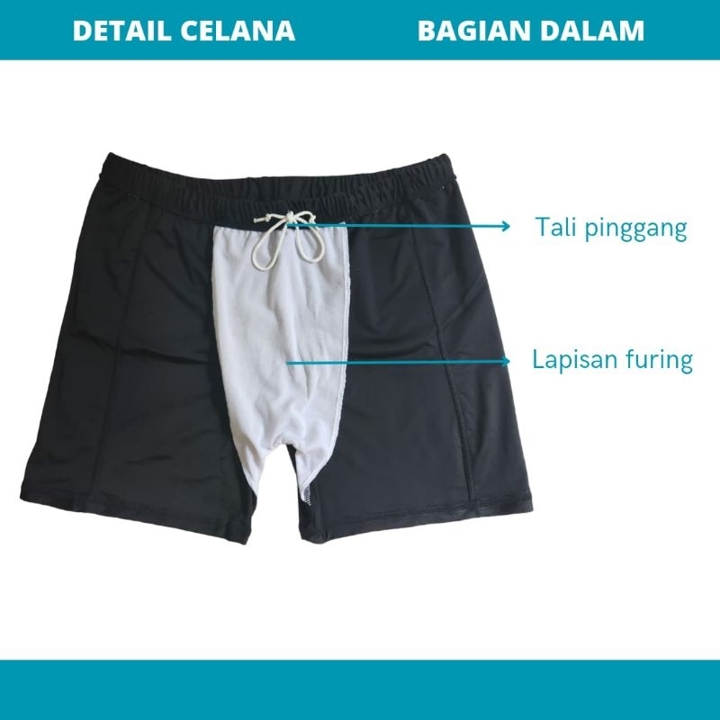 Celana renang pria 3/5 Xtra cool celana renang dewasa 40-125kg