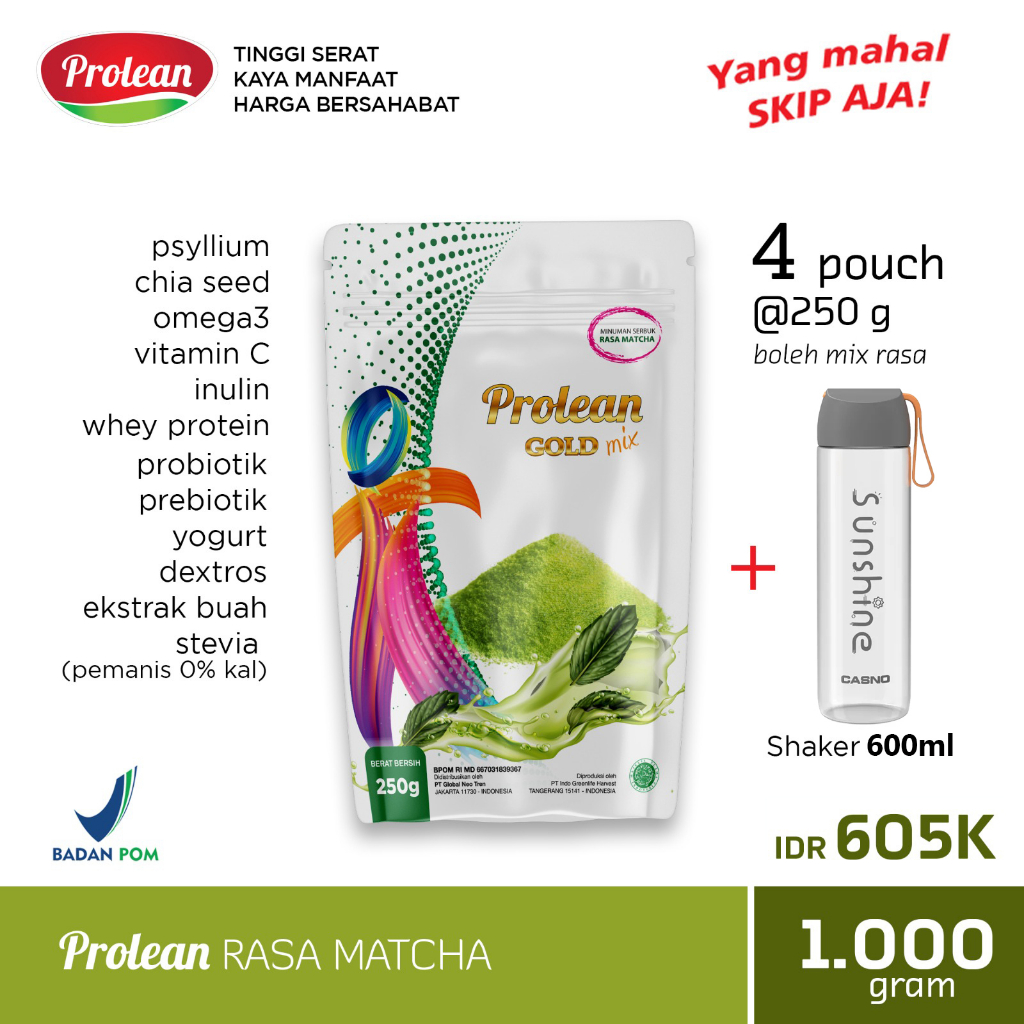 Paket PROMO PROLEAN Fiber 1000gram | Free Shaker