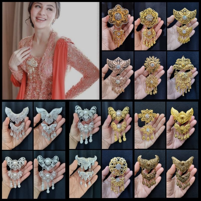 bros kebaya 2 susun, bros anak, bros silver premium, bros baju kaftan, bros kebaya gold