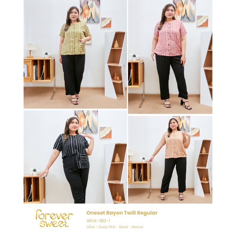 TERMURAH JUMBO XXL Setelan FOREVER Sweet Concept Label Hitam Exclusive Black One Set CP Celana Panja