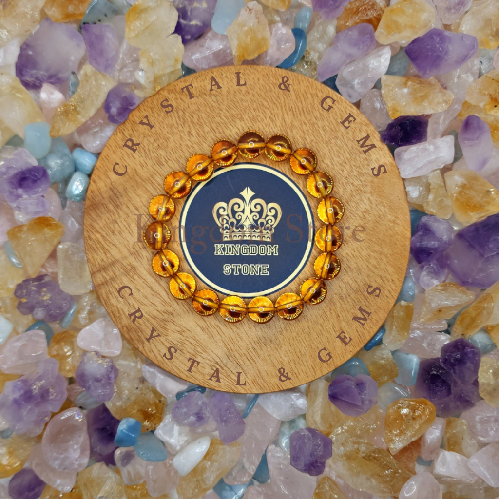 Gelang Batu Yellow Citrine Clear Quartz Full Natural