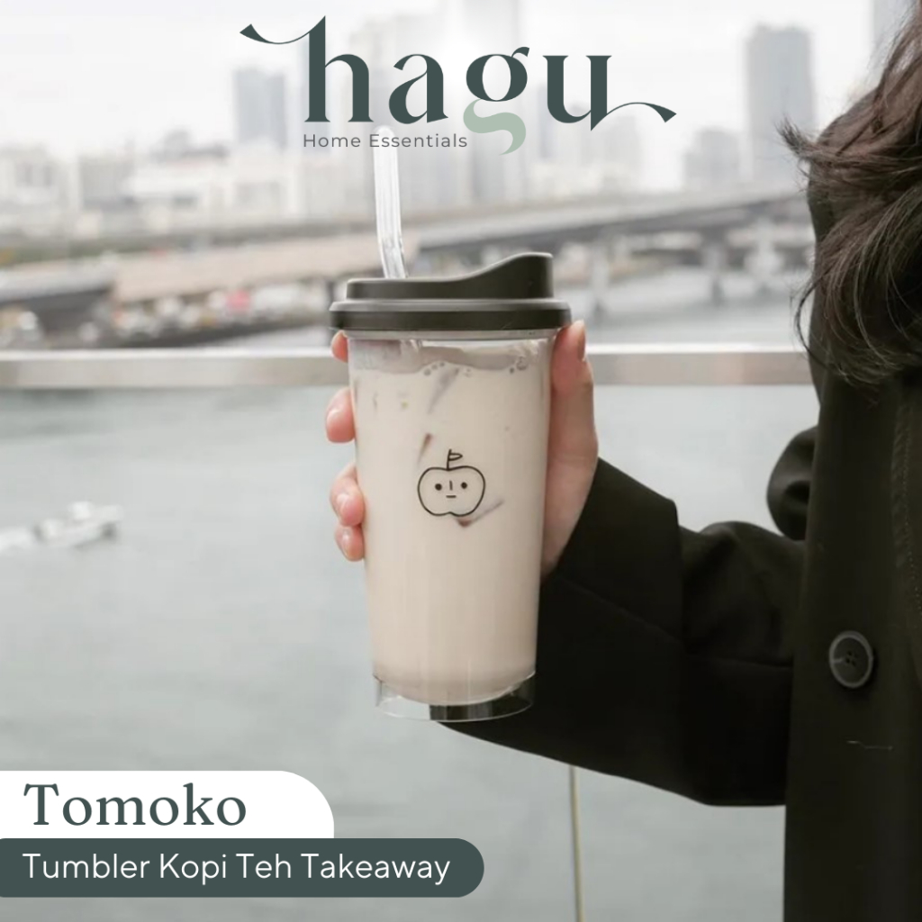 HAGU - TOMOKO Tumbler Bottle Minuman Minimalis Botol Saringan Kopi Starbucks Bening Aesthetic