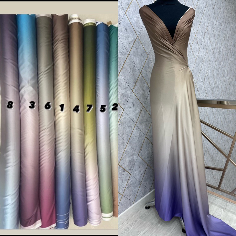 SATIN SILK ITALIA OMBRE, SATIN GRADASI, kain ombre, kain lembut gradasi
