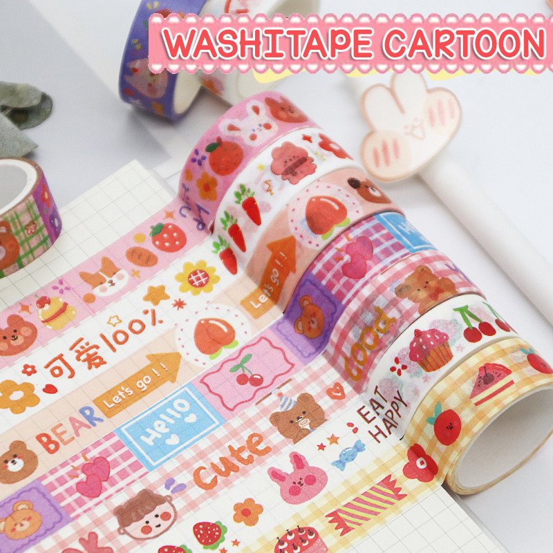 LUCKY CAT - WASHITAPE MINI MOTIF KARTUN MASKING TAPE SELOTIP KERTAS JOURNALING TAPE UNTUK SCRAPBOOK 
