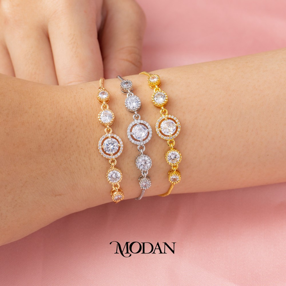 Modan - Sparkling Adjustable Bracelet Gelang Pesta Rhodium Plating