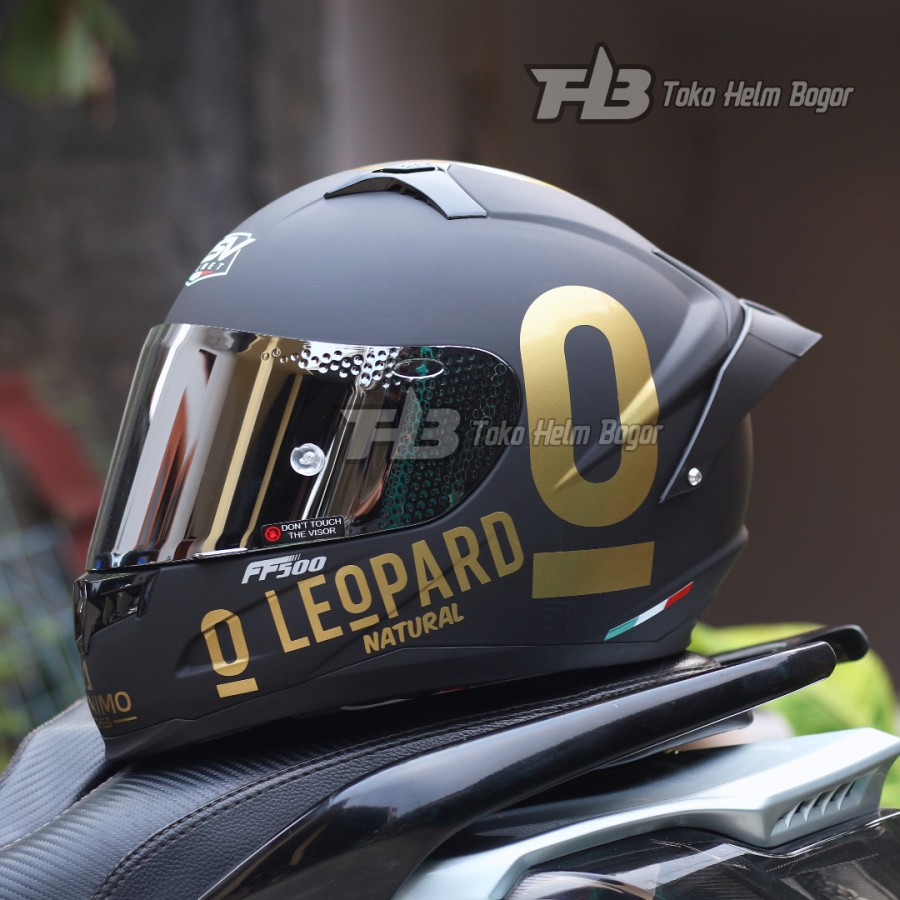RSV FF500 Black Doff visor SILVER spoiler GPR Leopard GOLD CHAMPION PAKET GANTENG FULL FACE