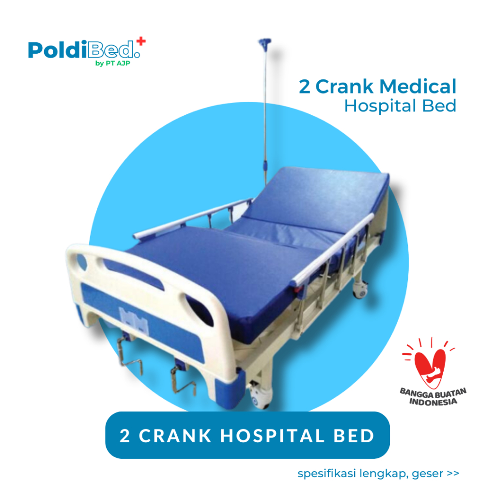 Poldi Bed, Kasur Rumah Sakit 2 Crank (Engkol) ABS Tanpa Matrass