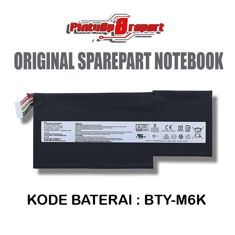 BATERAI LAPTOP MSI BTY-M6K ORIGINAL