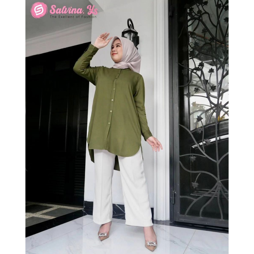 tunik katun polos long kemeja basic ori salvina ys