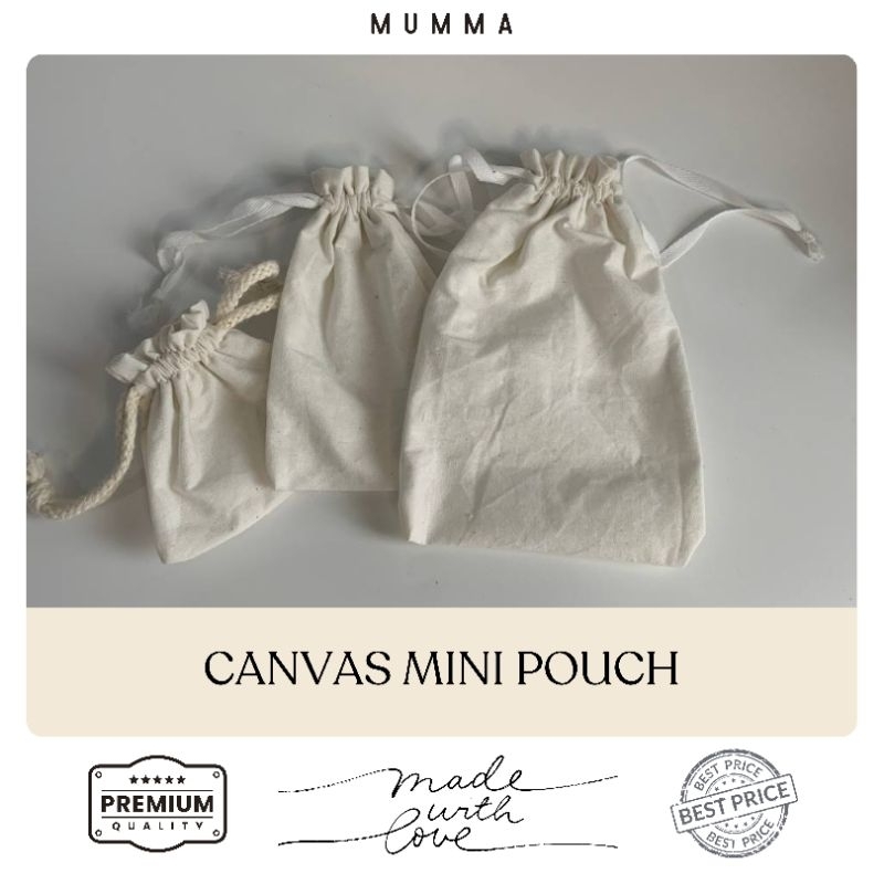 CANVAS POUCH DRAWSTRING POLOS, pouch serut kanvas, pouch kanvas serut