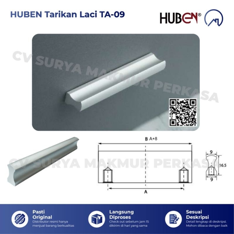 HUBEN TA09-96/128/192 Tarikan Laci Gagang Pintu Laci Lemari