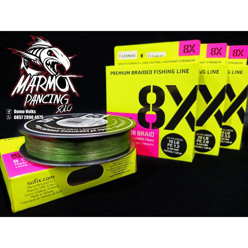 PE SUFIX SFX X8 150YDS 135M MADE IN TAIWAN