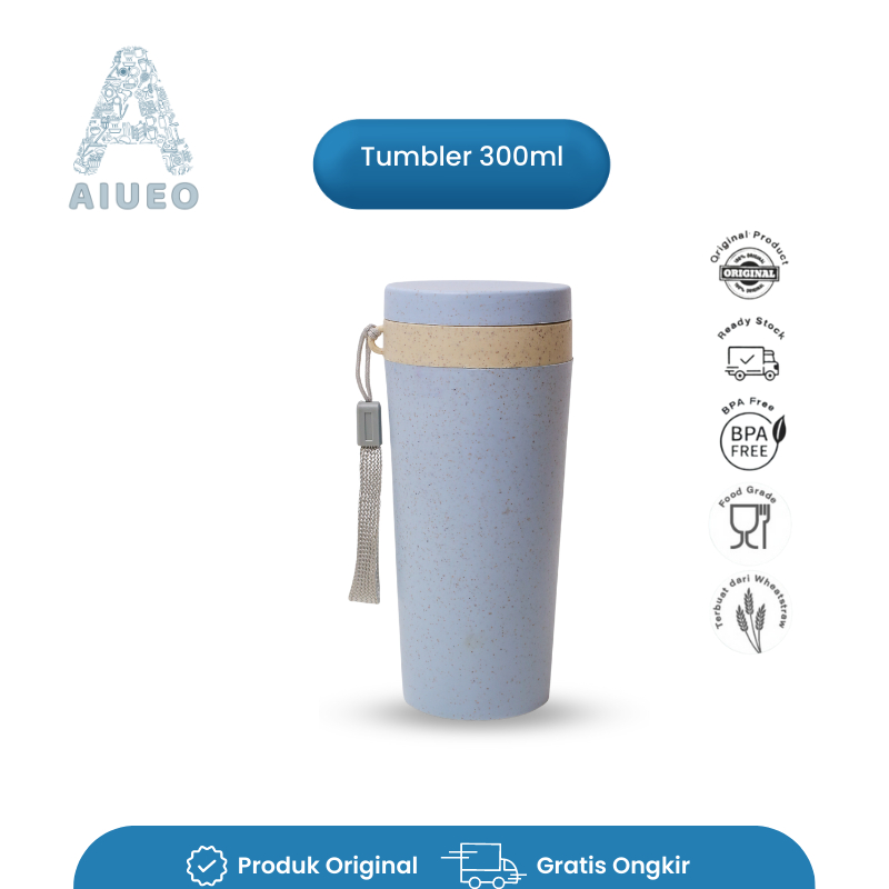 Tumbler Gelas Termos Gandum | Botol Minum Jerami Tumblr 300 Ml WheatStraw Tutup Warna Warni  | Gelas Minum - Tumblr Custom - Gelas Minum - Sovenir - Gelas Mcd