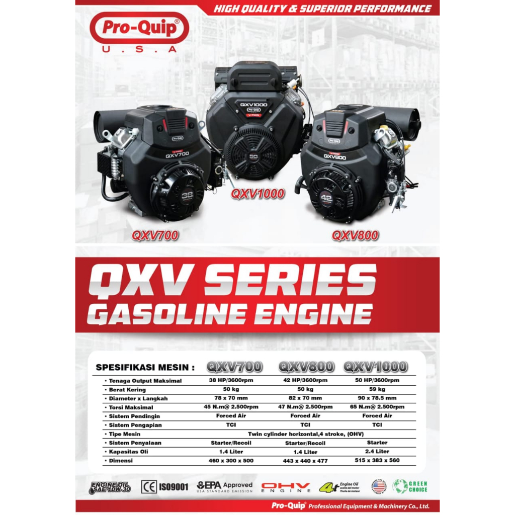 Engine Penggerak 38HP QXV700 PROQUIP / Engine Gasoline Bensin 38 HP Mesin Ketiting Serba Guna Bensin