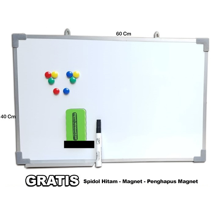 

Papan Tulis Whiteboard Magnetic Gantung 40x60 Spidol