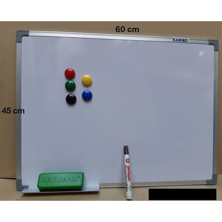 

Whiteboard 45 x 60 cm Gantung - Spidol Hitam - Magnet - Hapusan