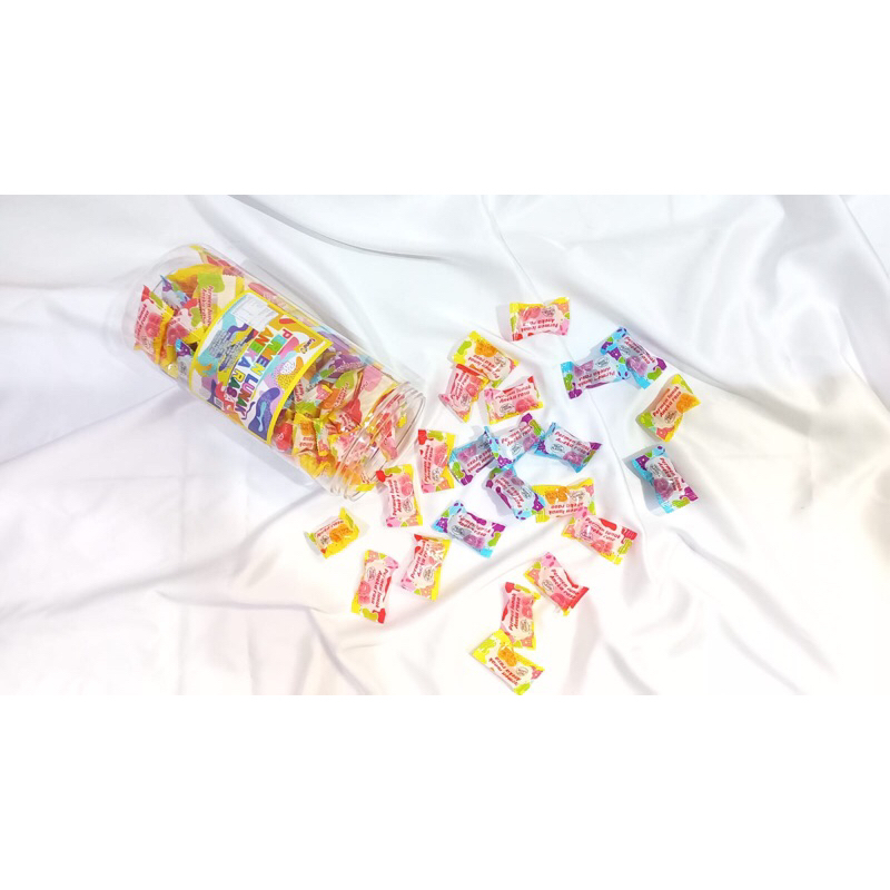 

Luvmi Permen Lunak Aneka Rasa Toples isi 120 Pcs / Luvmi Permen Buah Top