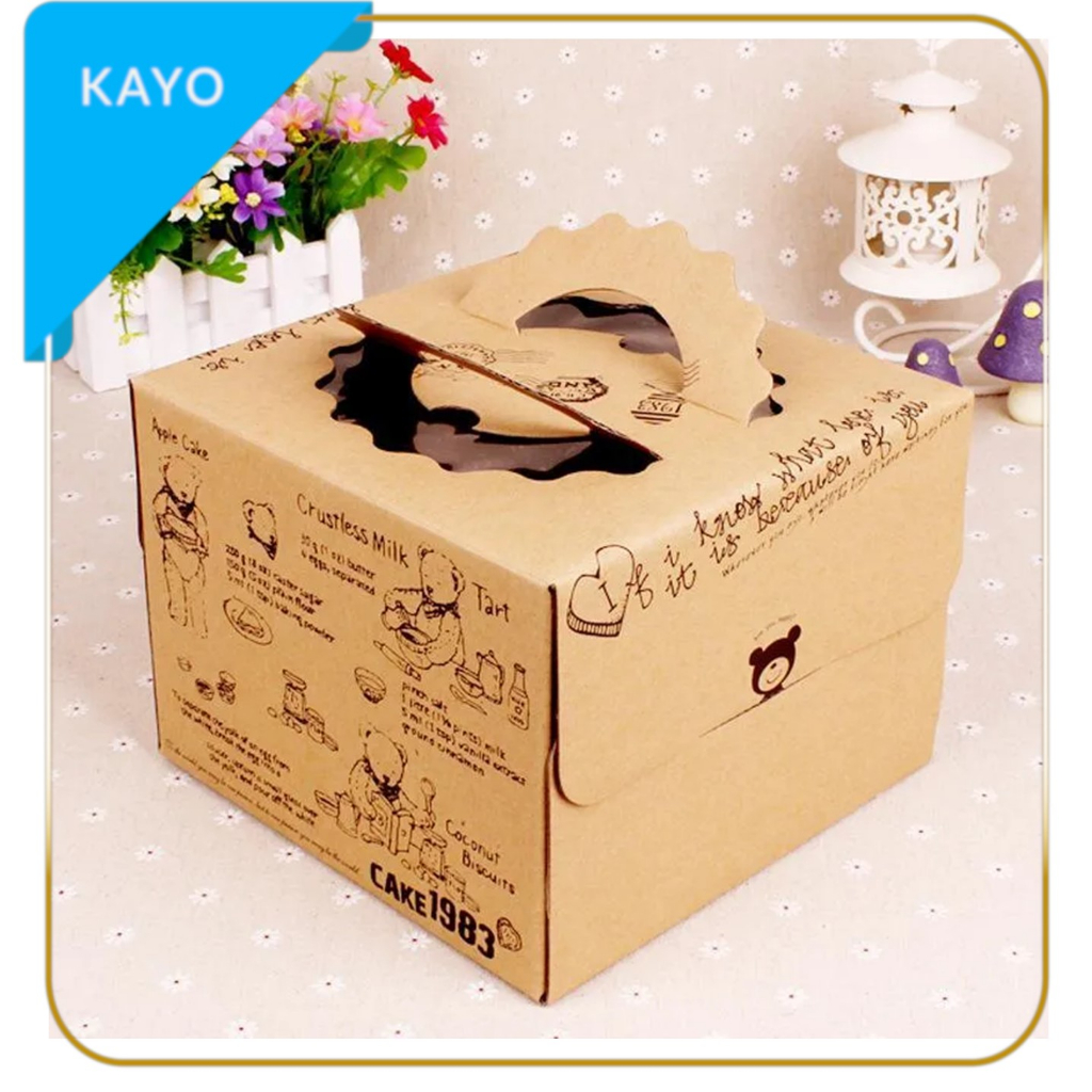 

dus karton tebal gg 25cm motif bear voklat vintage kotak cake box kue tart